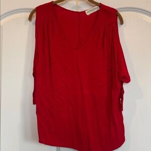 Pants Store Cold Shoulder Top RED medium tie sleeves
